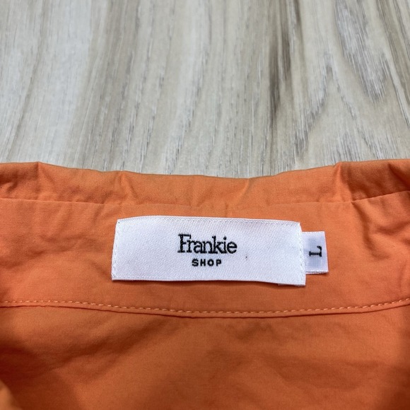FRANKIE SHOP Lui Organic Cotton Button Up Shirt Womens Size Large Coral Orange - Picture 4 of 12